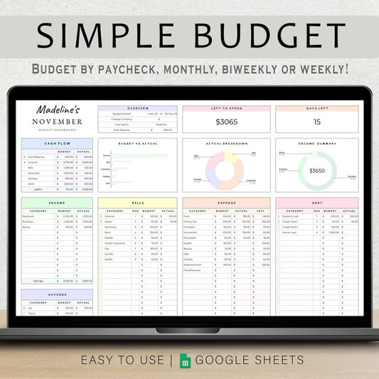 Google Sheet Monthly Budget Tracker