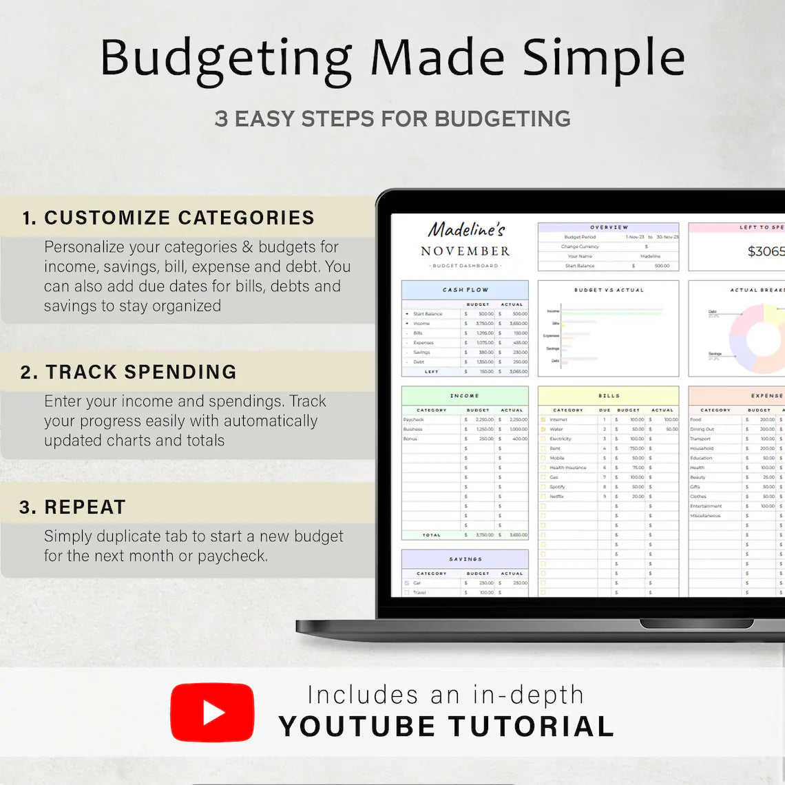 Google Sheet Monthly Budget Tracker