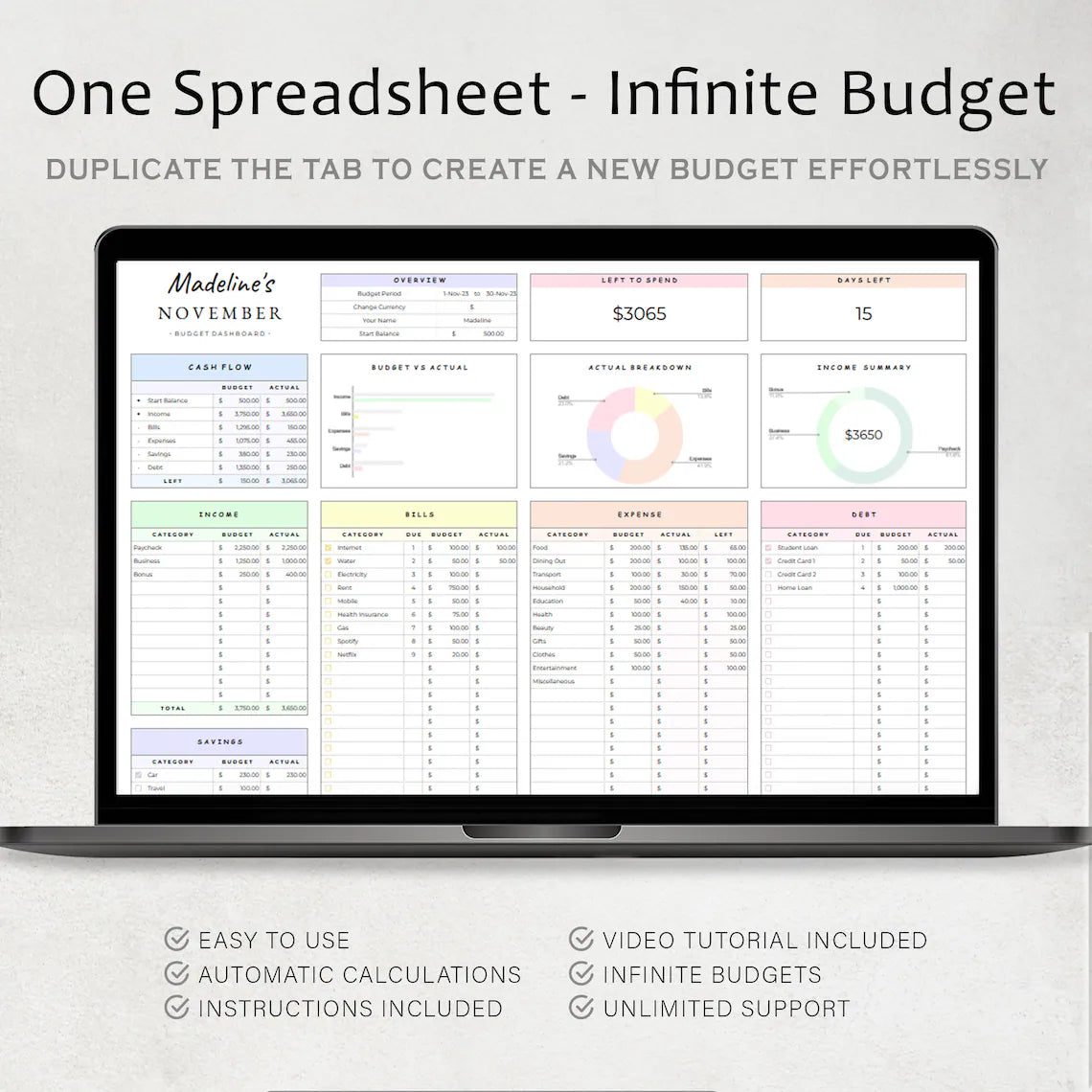 Google Sheet Monthly Budget Tracker